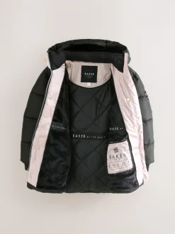 Baker by Ted Baker Noir - Manteau Ceinturé , mi-lourd, matelassé et Résistant à la douche Outlet