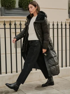 Next Noir - Manteau long matelassé Résistant à la douche Online