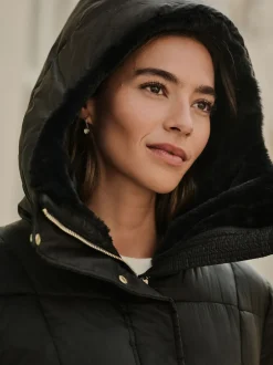 Next Noir - Manteau long matelassé Résistant à la douche Online