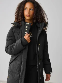 Baker by Ted Baker Noir - Manteau matelassé long imperméable fille Best