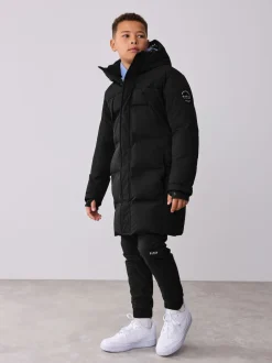 Baker by Ted Baker Noir - Manteau matelassé long imperméable Clearance