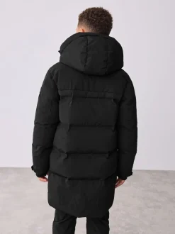 Baker by Ted Baker Noir - Manteau matelassé long imperméable Clearance