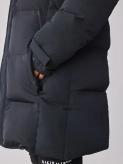 Baker by Ted Baker Noir - Manteau matelassé long imperméable Clearance