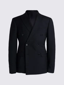 MOSS Noir - veste ajustée de costume extensible à double boutonnage