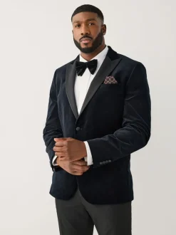 Next Noir - Moulant - Blazer Motionflex Extensible en velours Sale