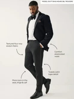 Next Noir - Moulant - Pantalons de smoking texturés Motionflex avec bande latérale Online