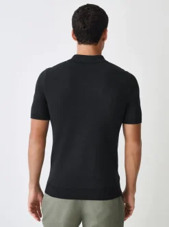 Next Noir - Moulant - Polo en coton riche en coton à manches courtes Sale