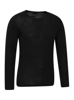 Mountain Warehouse Noir - Haut thermique à col rond en mérinos pour homme New