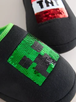 Next Noir - Mules chaussons Minecraft à sequins réversibles Online