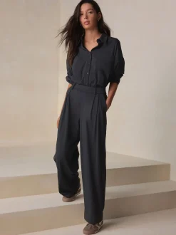 Next Noir - N. Premium Pantalons Habillés Jambe large en jersey Best