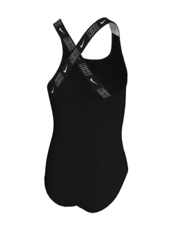 Nike Noir - Maillot de bain à dos croisé avec bande à logo 1 pièces Discount