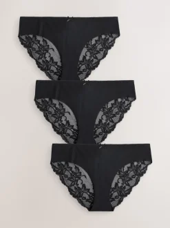 Next - No VPL Lace Back Briefs 3 Pack Noir Online