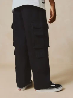 Next Noir - Pantalon cargo en coton tissé en sergé (3-16ans)