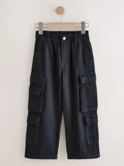 Next Noir - Pantalon cargo en coton tissé en sergé (3-16ans)