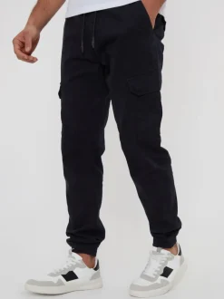 Threadbare Noir - Pantalon cargo style jogger en coton stretch Hot