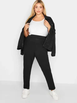 Yours Curve Noir - Pantalon de jogging en jersey stretch à double pli Outlet