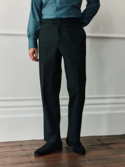 Next Noir - Pantalon de smoking en laine Marzotto Coupe classique avec bandes latérales Online