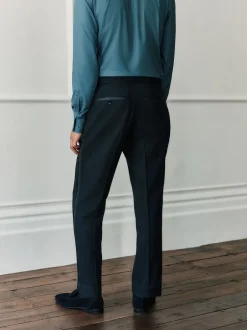 Next Noir - Pantalon de smoking en laine Marzotto Coupe classique avec bandes latérales Online