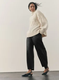 Nothing Ordinary Noir - Pantalon Regular en similicuir à jambe large Online