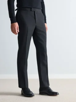 Next Noir - Pantalon Signature Smart en laine italienne texturée avec pattes d'ajustement sur les côtés Discount