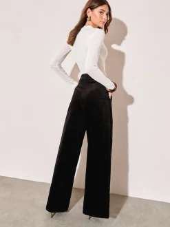 Friends Like These Noir - Pantalons amples plissé sur le devant en velours côtelé Online