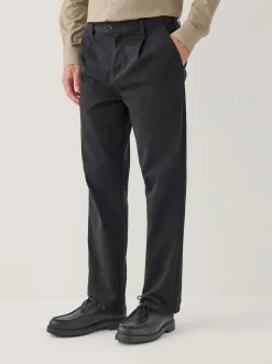 Next Noir - Pantalons chinos extensibles plissés simples Outlet