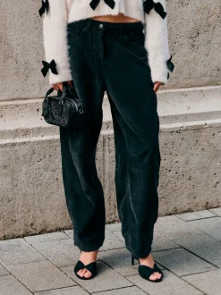 Next Noir - Pantalons coupe ballon en velours côtelé Discount