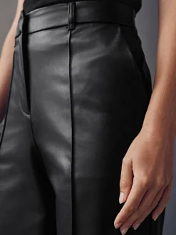 Next Noir - Pantalons coupe droite en faux cuir Discount