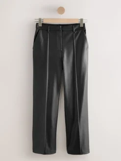 Next Noir - Pantalons coupe droite en faux cuir Discount