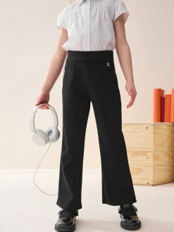 Next Noir - Pantalons d'école extensibles à boutonnières en coton riche (3-16ans) Outlet