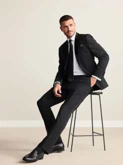 Next Noir - Pantalons de costume coupe ajustée Signature Nova Fides 100% laine italienne