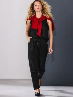 Next Noir - Pantalons de travail à enfiler avec lin Hot