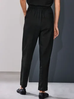 Next Noir - Pantalons de travail à enfiler avec lin Hot