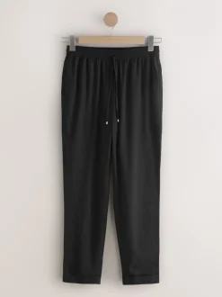 Next Noir - Pantalons de travail à enfiler avec lin Hot