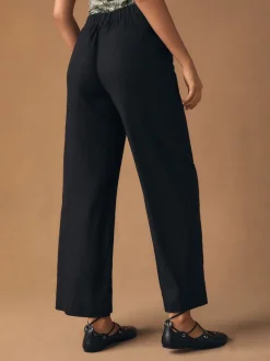 Next Noir - Pantalons intelligents à jambe large en lin Blend Sale