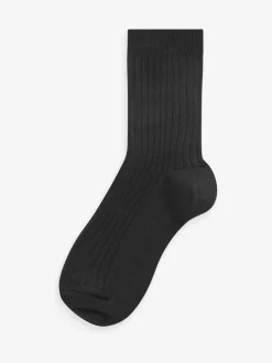 Next Noir - Paquet de chaussettes en coton riche côtelé 7 Online