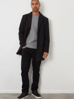 Threadbare Noir - Pardessus en fausse laine Sale