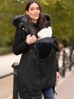 Seraphine Noir - Parka de Grossesse et de portage Premium Sub-Zero rembourrée en duvet 3en1 Clearance