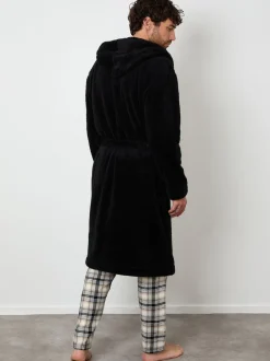 Threadbare Noir - Peignoir confortable à capuche Sale