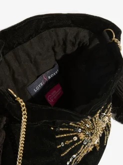 Love & Roses Noir - Pochette en velours avec ornements sequins Outlet