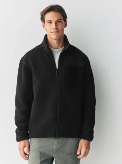 Next Noir - Polaire zippée en entonnoir en peau de mouton New