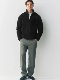 Next Noir - Polaire zippée en entonnoir en peau de mouton New