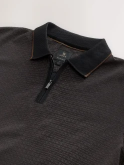 Next Noir - Polo à motif quart de zip New