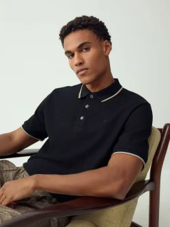 Next - Polo coupe classique à manches courtes et liserés Noir