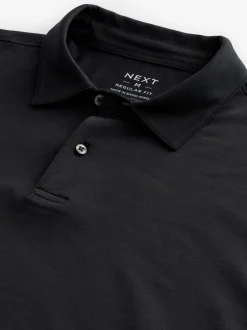 Next - Polo en jersey Manches courtes 3 Pack Noir Clearance