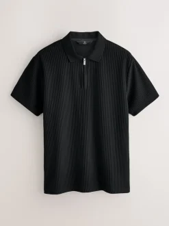 Next Noir - Polo texturé élégant à col zippé Hot