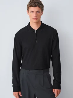 Next Noir - Polos chics à col zippé