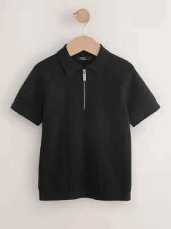 Next Noir - Polos tricotés à col zippé (3-16yrs) Clearance