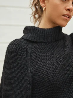 Next Noir - Poncho en maille côtelée à col roulé Discount