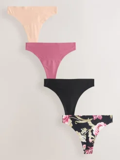 Next Noir / Praline nude / Rose fleuri - Lot de 4 culottes menstruelles Invisible Light Flow Best